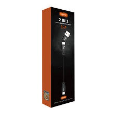 Vidvie 2 in 1 Fast Charging Cable Black at Leaders.jo Shopping Online, Amman, Jordan, Best Prices, Daily Offers, Cash on Delivery, Fast Delivery