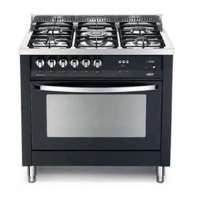 Romo gas cooker 90cm 5 burners full safety black model number SULTAN-BL