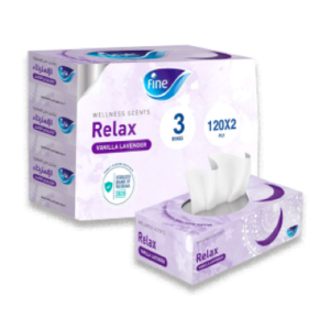 Facial Tissues - Wellness Scents - Relaxation - Vanilla & Lavender Scented 120 Tissue *3 *