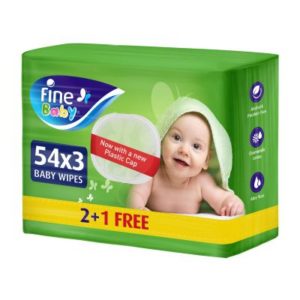 Fine Baby Wet Wipes With Aloe Vera & Chamomile Extract 54 Wipes (2+1 Free)