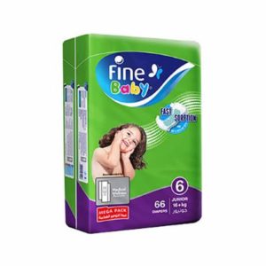 Fine baby diapers, size 6, junior, 66 diapers