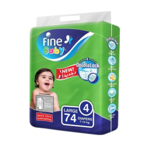 Fine baby diapers for babies, size 4, large, 74 diapers