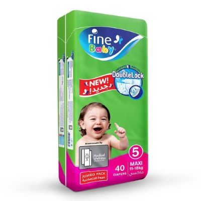 Fine Maxi Baby Diapers Size 5 (11 - 18 kg) Maxi 40 count jumbo pack