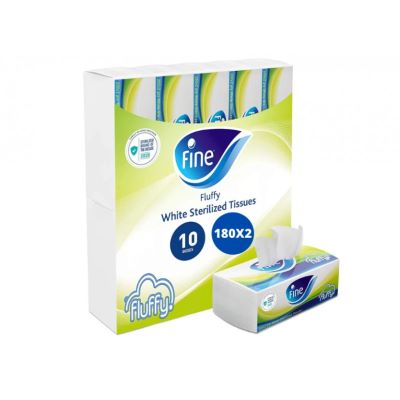 Fine Facial tissue soft pack 180 pulls X 2 Ply bundle of 10