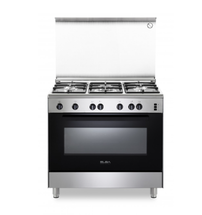ELBA Gas Cooker 90 cm 5 Burners – Inox |   Gas Ovens |  Home Appliances |  Summer Offers