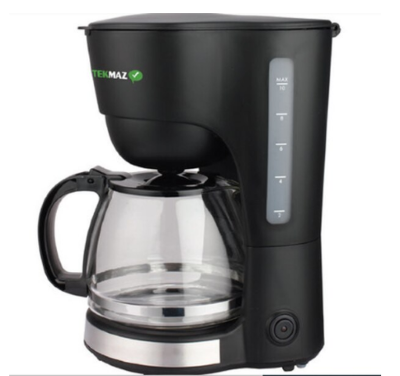 Tekmaz coffee machine, 750 watts, 1.25 L, black |   Coffee Machines |  Kitchen Appliances |  Summer Offers