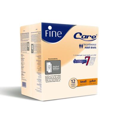 Fine Incontinence Unisex adult diapers (Waist 51-75 cm) 12 count - Small