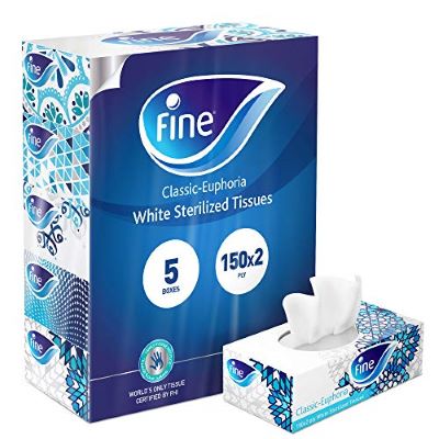 Fine Classic Facial Tissues 150 Sheets X 2 Ply 5 packs