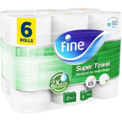 Fine Kitchen paper towel roll 110 sheets X 2 ply 6 rolls