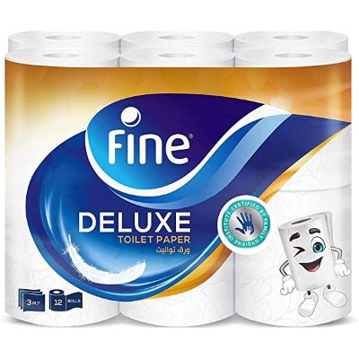 Fine Toilet paper tissue roll 140 sheets X 3 ply 12 rolls