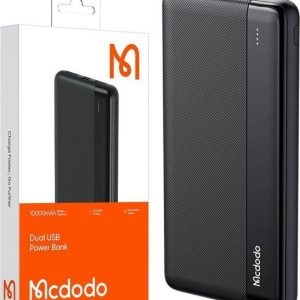 باور بانك مزدوج USB 10,000mAh - أسود