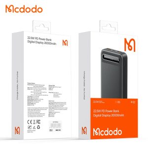 باور بانك 22.5W PD عرض رقمي 20000mAh - أسود