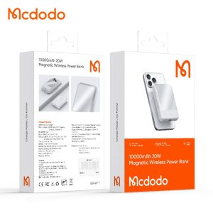 باور بانك 20W 1C شاحن لاسلكي مغناطيسي 10000mAh - أبيض