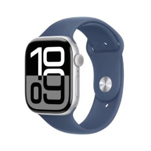Apple Series 10 Series 10 GPS من أبل بعلبة ألومنيوم فضية اللون 46 ملم مع سوار رياضي - M/L
