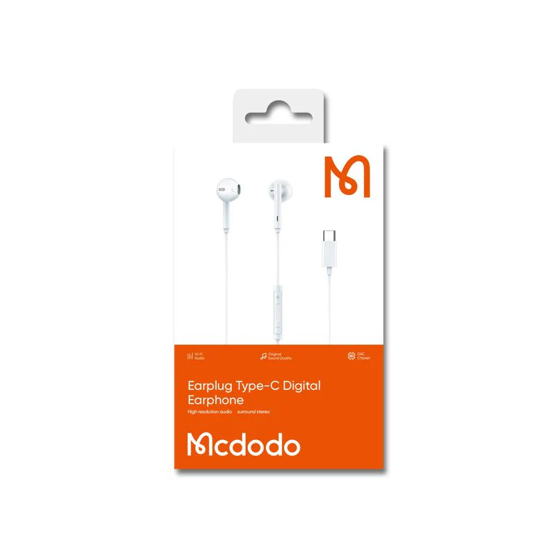 سماعات - سماعة Earplug Type-C رقمية - أبيض