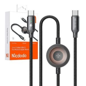 كابل 2 في 1 C إلى C + شحن لاسلكي لساعة آبل 60W 1.5M