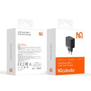 شاحن - 40W شاحن سريع Gan مزدوج USB-C - أسود