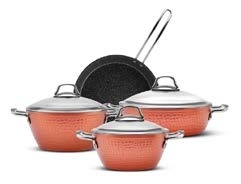 طقم قدور كاراجا أورغوب بيوغرانيت 7 قطع نحاسي