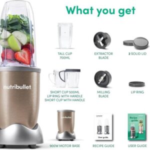NutriBullet Blender 9 Piece 900 Watt Blender in Gold Color