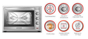 Black & Decker 62L Double Glass Electric Oven in Silver