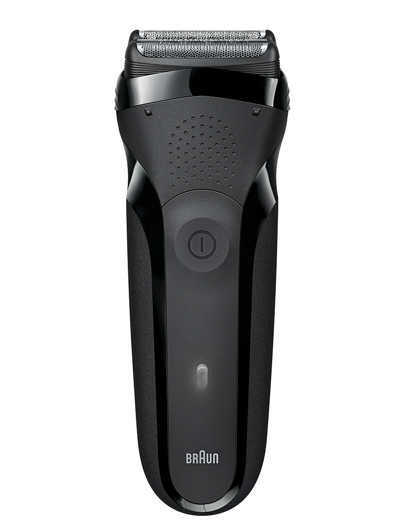 BRAUN 300S MALE HAIR REMOVAL TRIPLE ACTION CUTTING SYSTEM 2X SENSO FOIL MIDDLE TRIMMER BLK2 براون ماكينة حلاقة رجالية مرنة لون أسود