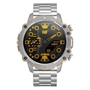 Caterpillar smartwatch with silver metal bracelet