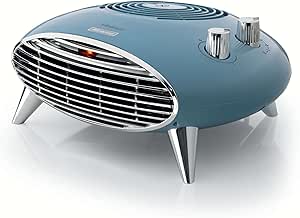 Arrietty Vintage is a 2000-watt electric fireplace with a light blue thermostat