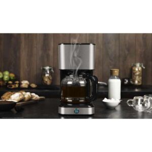 ماكينة قهوة بالتقطير 950 واط، إبريق سعة 1.5 لتر بتشطيب ستانلس ستيل، وظائف للإبقاء على الحرارة وإعادة التسخين، إيقاف تلقائي، تحضير حتى 12 فنجان.