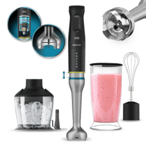 خلاط يدوي بقدرة 1500 واط مع شفرات تيتانيوم مزدوجة و21 سرعة ووضع Turbo، مناسب للطحن والخفق والتحضير السريع للأطعمة.