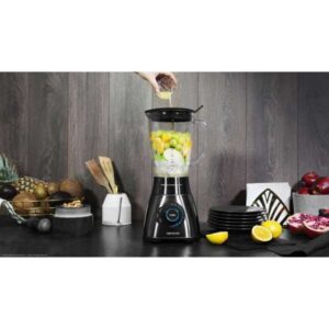 محرك تقريبًا 1800 واط، شفرات مطلية بالتيتانيوم الأسود، نظام ذو ست شفرات، إبريق زجاجي مقاوم للحرارة، مرفق فلتر سموثي.