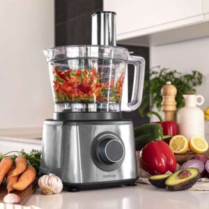 محضّر طعام بقوة 2000 واط، وعاء سعة 3.5 لتر، كوب خلاط 1.5 لتر، سرعتان + نبض، هيكل من ستانلس ستيل.