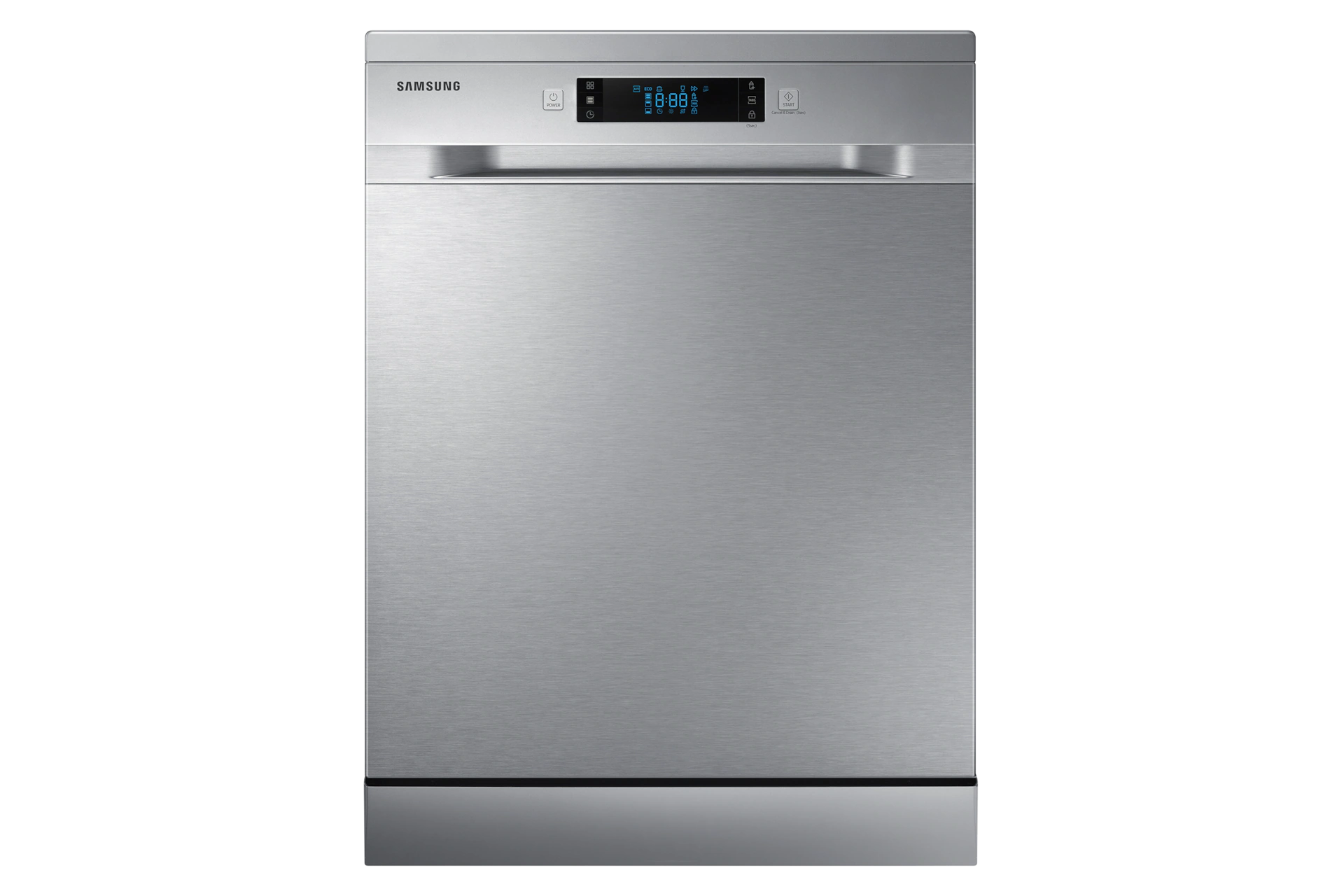 ae-dw60m6040fs-dw60m6040fs-gu-frontsilver-163688722 Samsung 5 Program Dishwasher in Silver
