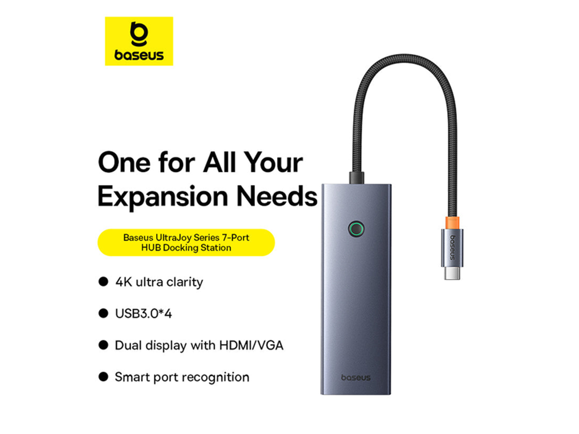 بيسوس وصلة شحن ميتال جليم 7 منافذ بيسوس وصلة شحن ميتال جليم 7 منافذ