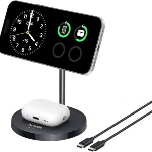 انكر شاحن لاسلكي مغناطيسي 2 في 1 ماج جو Qi2