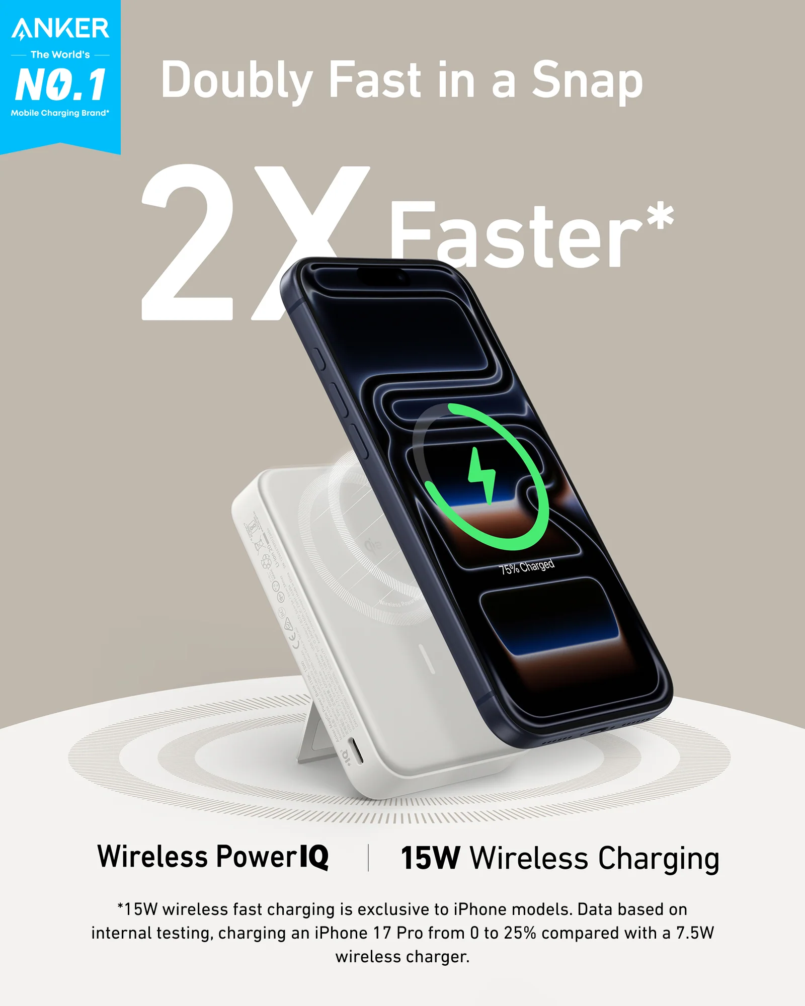 انكر شاحن بطارية لاسلكي ماج جو مغناطيسي 15 واط انكر شاحن بطارية لاسلكي ماج جو مغناطيسي 15 واط