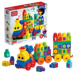 Mega Bloks - Musical Letter Train - Includes 50 large building blocks + sounds and music - Model FWK22 - by Mattel