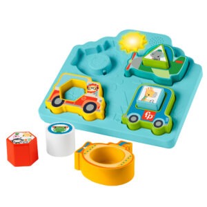 Fisher-Price - Shape and Sound Sorting Game - Vehicle Design - Includes 8 interactive pieces - Model HRP31 - Produced by Mattel