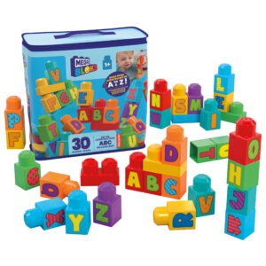 Mega Bloks - Alphabet Cube Case - Includes 30 large building blocks - Model HRR60 - by Mattel