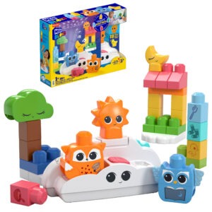Mega Bloks - Night Light "Wake and Sleep" - Includes 30 sensory building blocks + sound and light effects - Model HTH43 - Produced by Mattel