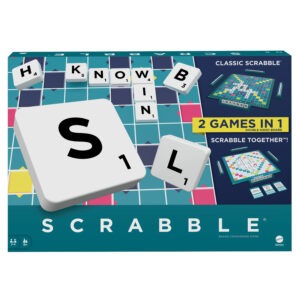 Scrabble - Two-in-One Edition - Includes dual playing board and 50 challenge cards - Model HWD43 - Produced by Mattel