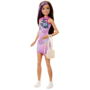 Barbie Skipper Doll - Bears and Stars Dress, Wearable Backpack, White Sneakers - Model JBF41 - by Mattel