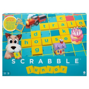 Scrabble Junior - Word Game for Kids - Double Board Game - Includes 101 letter tiles and 44 dot tiles - Model Y9667 - by Mattel