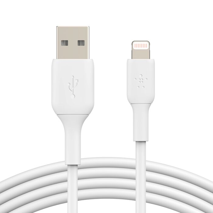 Belkin USB-A to Lightning 3 meter PostCharge cable in white color Belkin USB-A to Lightning 3 meter PostCharge cable in white color