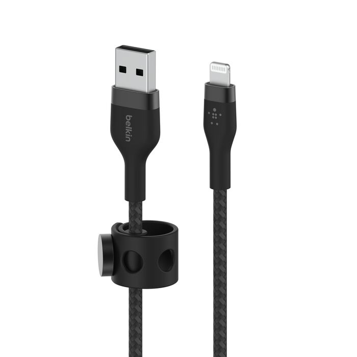 بلكين كيبل بوستشارج يو اس بي-ايه إلى لايتينيج برو فليكس سيليكون مضفر 1 متر أسود8 Belkin Cable PostCharge USB-A to Lightning Pro Flex Silicone Braided 1 meter Black
