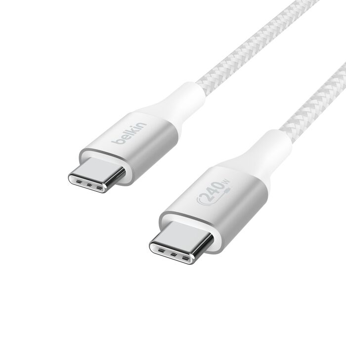 بلكين كيبل بوستشارج يو اس بي -سي 240 واط 1 متر أبيض45 Belkin Cable PostCharge USB-C 240W 1 meter white