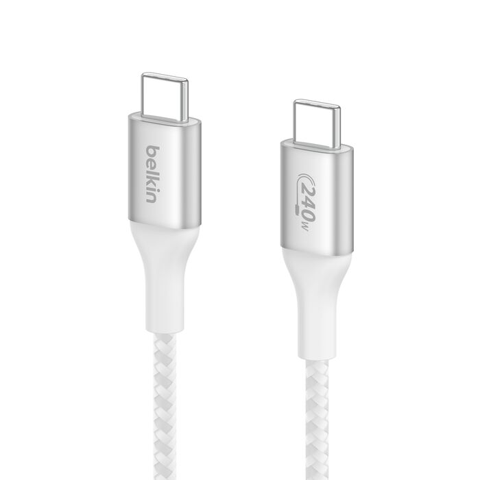 بلكين كيبل بوستشارج يو اس بي -سي 240 واط 1 متر أبيض8 Belkin Cable PostCharge USB-C 240W 1 meter white