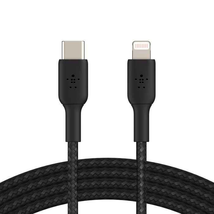 بلكين كيبل لايتينج إلى يو اس بي-سي مضفر 2 متر باللون الأسود Belkin Lightning to USB-C Braided 2 meter cable in black