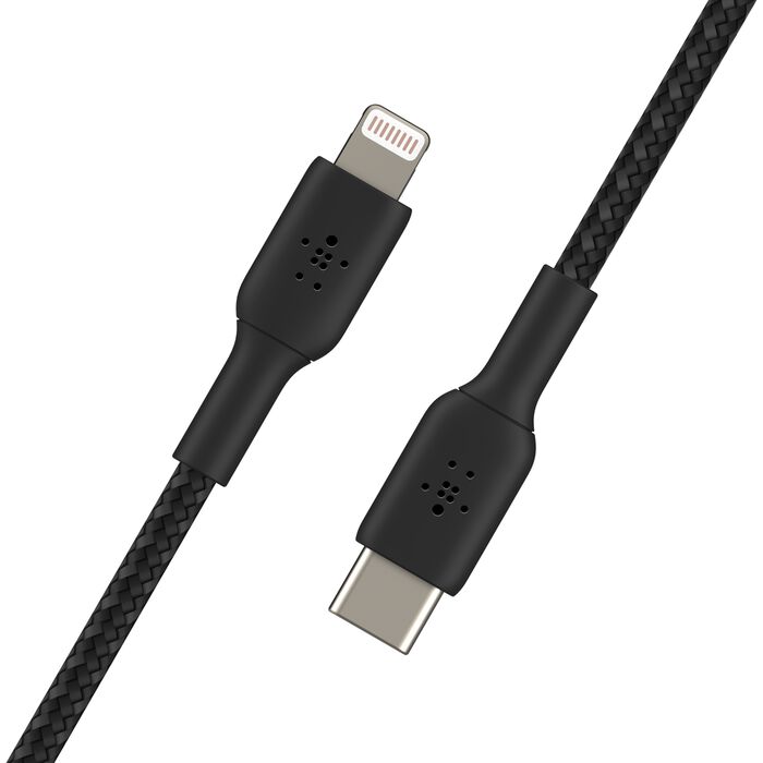 بلكين كيبل لايتينج إلى يو اس بي-سي مضفر 2 متر باللون الأسود55 Belkin Lightning to USB-C Braided 2 meter cable in black