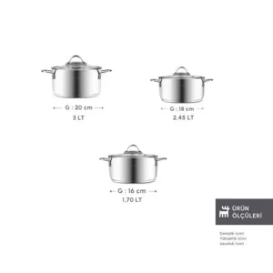 كاراجا طقم طناجر فيورينو ستانلس ستيل 6 قطع