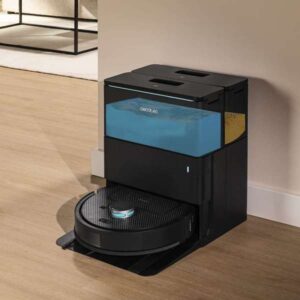 Cecotec Conga X50 Cleaning Robot with 15,000 Pa suction power, laser navigation, 4-in-1 self-cleaning base, rotating mops, 5200 mAh battery, 240 minutes operation, carpet detection, app control, WiFi and Bluetooth.
